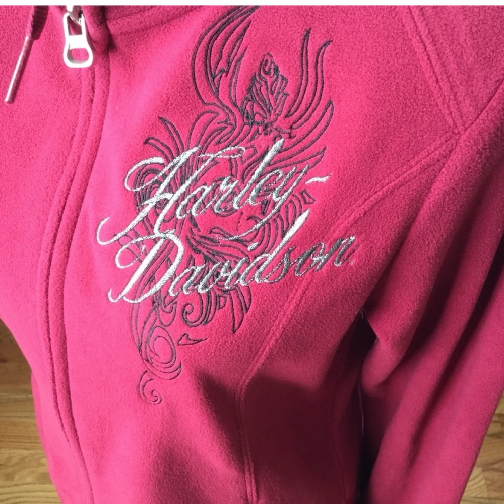 Harley-Davidson Women's Maroon Fleece Jacket - Picture 3 of 4